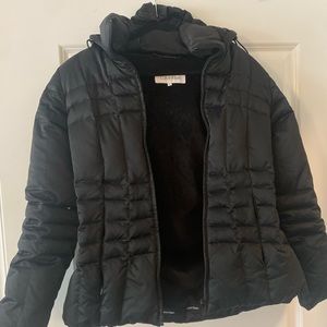 BEAUTIFUL CALVIN KLEIN BLACK PUFFER JACKET HOODED SIZE S